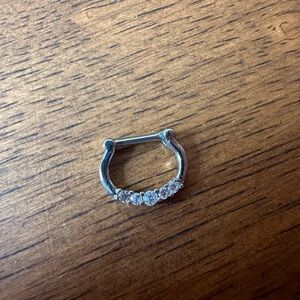 Elegant Silver Crystal Hoop Nose Ring